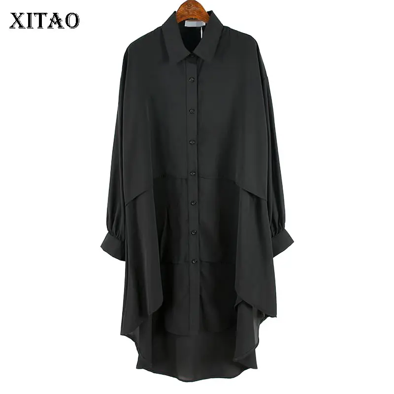 Женская Асимметричная блузка XITAO белая и черная шифоновая рубашка с закрытой