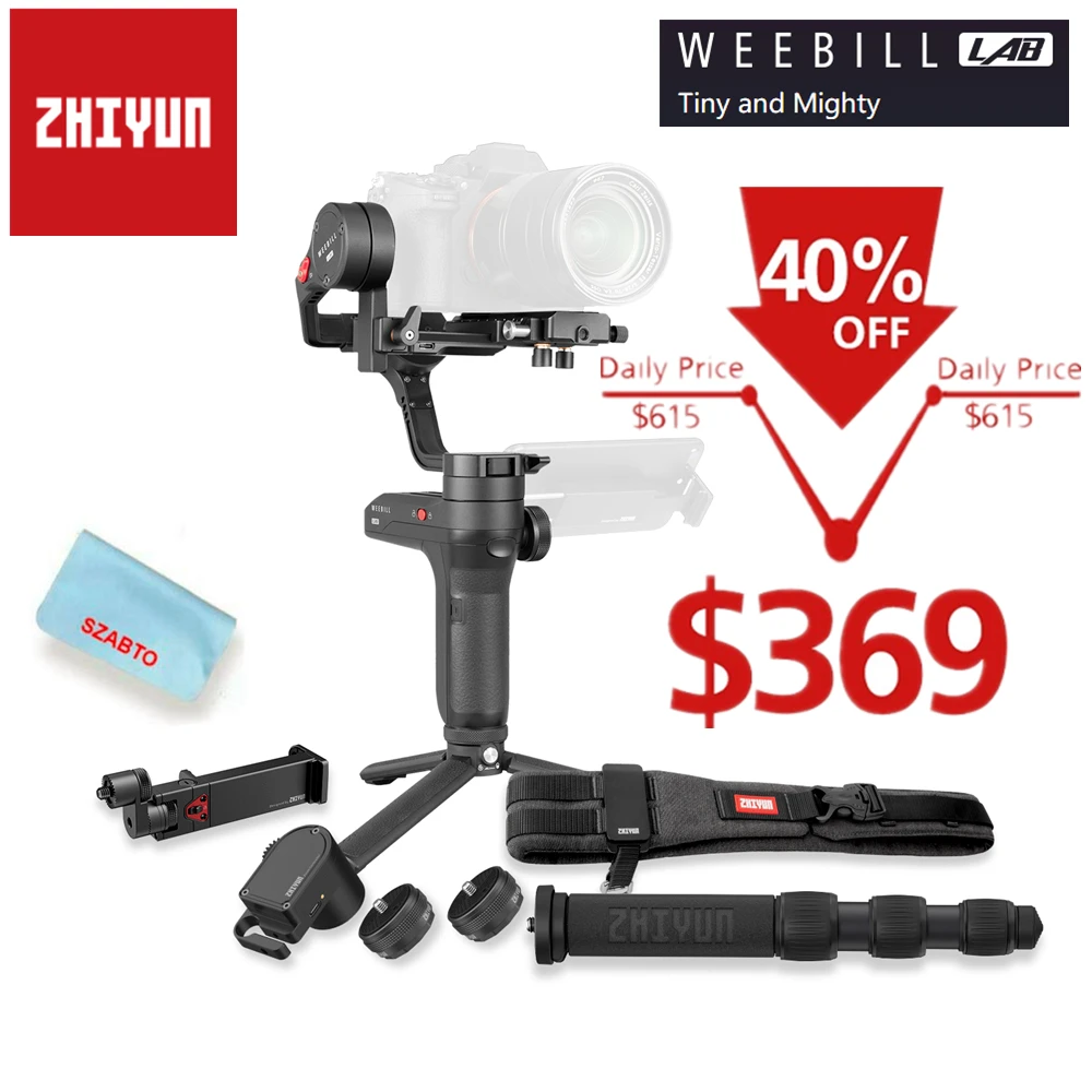 Zhiyun weebill лаборатории 3-осевой Беспроводной изображение передачи Камера Стабилизатор Для беззеркальных Камера OLED Дисплей портативный монопод с шарнирным замком