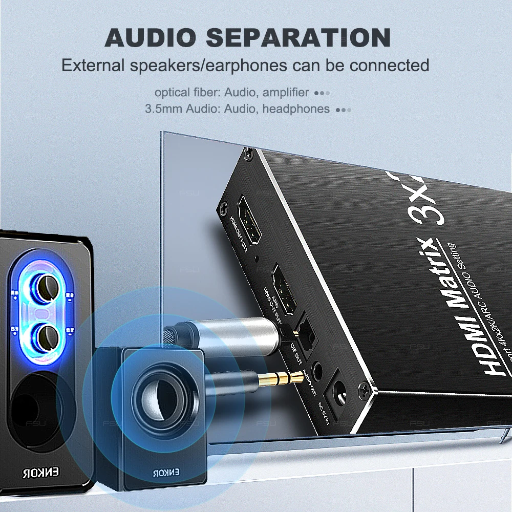 Матричный Коммутатор HDMI 2 0 адаптер 4K HDR ARC 3 в выхода разделитель преобразователь IR