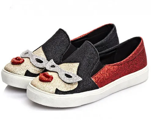 Красный Buono scarpe для колледжа Повседневный стиль цветные очки с красными губами на толстой плоской подошве; женские тонкие туфли; лоферы - Цвет: Красный