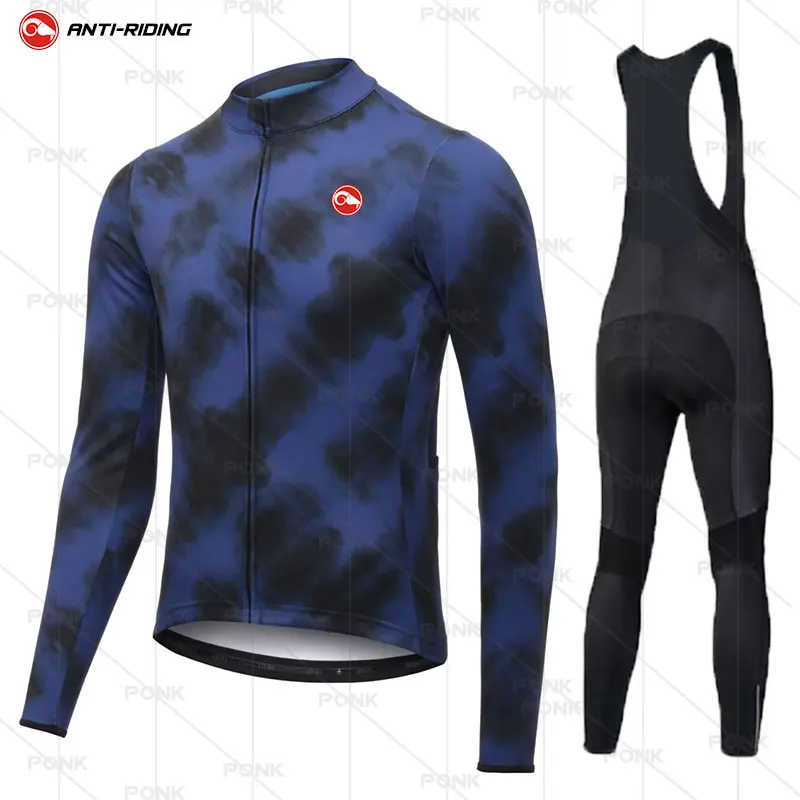 

2021 Winter Thermal Fleece Set Cycling Clothes Mens Jersey Suit Sport Riding Bike MTB Clothing Bib Pants Warm Sets Ropa Ciclismo