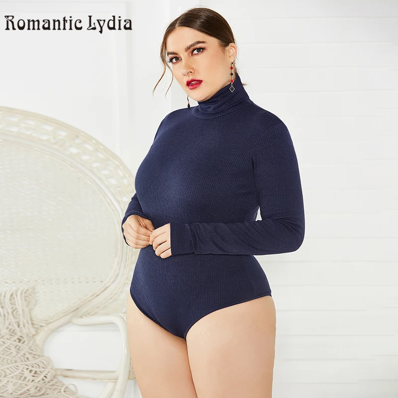 Long Sleeve Women Knitted Bodysuit Turtleneck Plus Size 2019 Autumn Winter Female Warm Slim Fit Body Suit