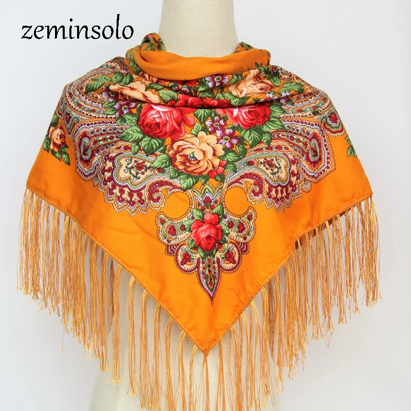 Русский Ретро винтажный цветочный хлопковый квадратный шарф хиджаб палантины