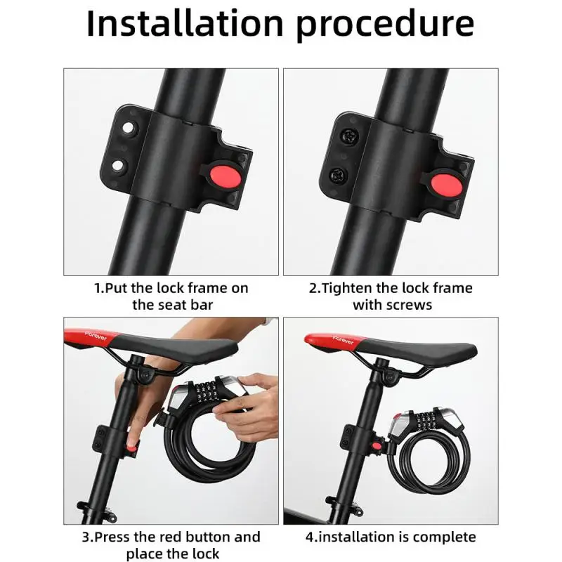 Велосипедный Комбинированный Замок с шифром Противоугонный замок 4-значный
