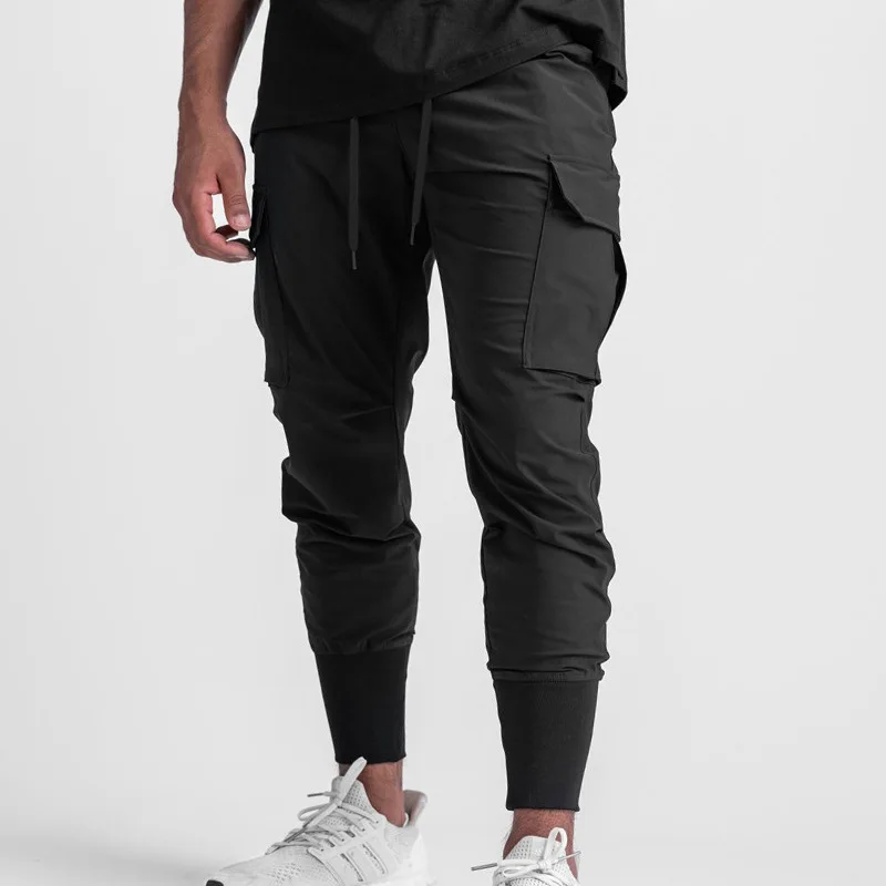 Men's 2021 Fall Men's Casual Pants Trend Loose Straight Slim Ice Silk Pants Drawstring Cargo Pants Men's Pants