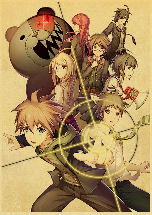 

Danganronpa Vintage Poster Japanese Anime Kyouko Kirigiri Whole roles Art Poster and Prints Wall Art Painting