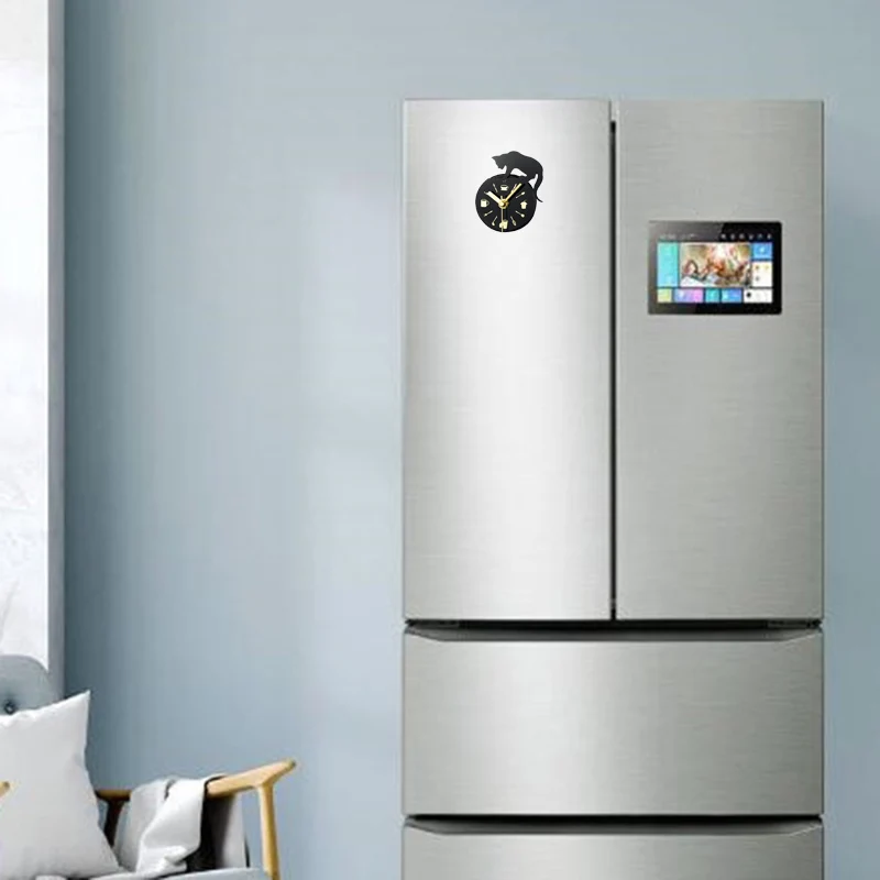 Кухня холодильник часы кошка мини-платье с рисунком милого котенка Creatived магнит