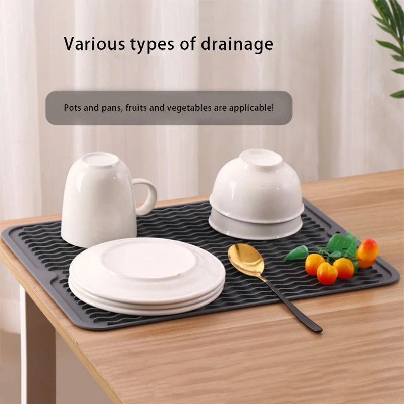 Силиконовый коврик для сушки посуды легко чистится термостойкий Коврик кухонной