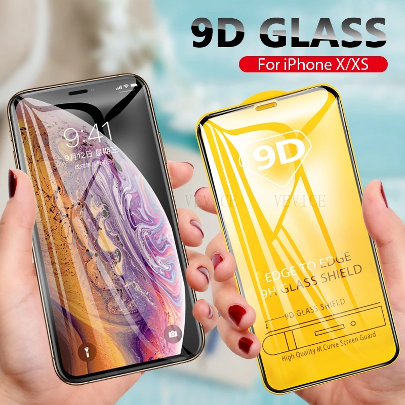 Закаленное стекло для iPhone X XR 11 pro max 9D с полным покрытием защитная пленка экрана
