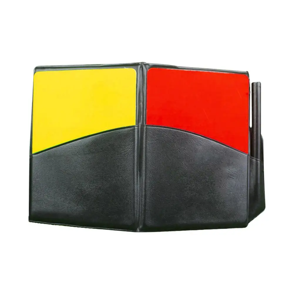 

Fluorescent Red Yellow Card With Leather Wallet Pencil Recording Paper Soccer Referee Recording Red Yellow Cards PVC Waterproof