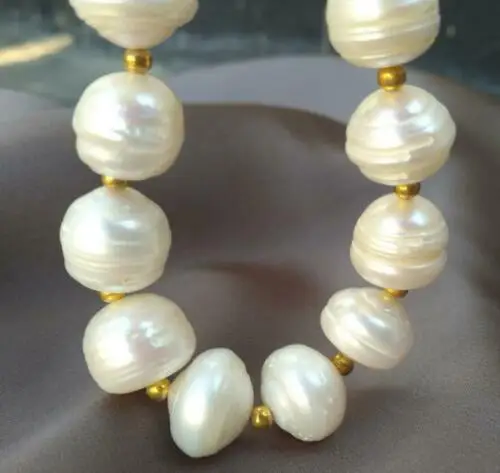Pulsera de perlas de Mar del Sur, brazalete barroco blanco de 7,5-8 pulgadas, 12-13mm