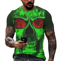 fashionable summer 3d printing horror death skull mens t shirt skeleton pattern street trend personality versatile oversize top