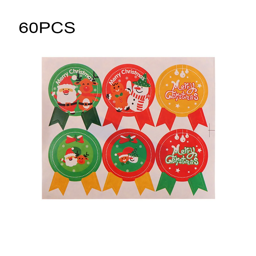 60Pcs 24 шт Круглые рождественские накладные накладки для ногтей с полным покрытием, наклейки для ногтей, маникюрные украшения с клеем, набор для макияжа - Цвет: 60Pcs