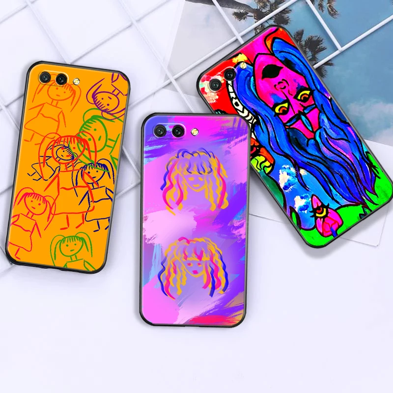 

Phone Case For Huawei Honor 7X 8X 8C 9 V9 9X 10 10i V10 V20 20i 30 Lite 50 50 Pro Art Retro Graffiti Girl TPU Black Cover