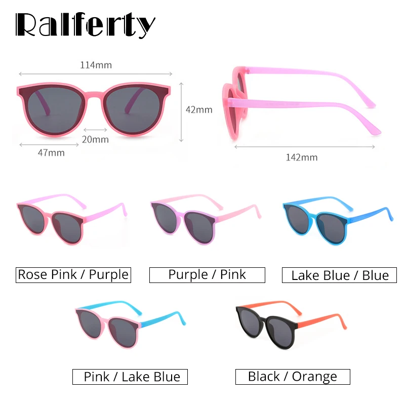 Ralferty Safe Kids Sunglasses Polarized Cat Eye Girl Luxury Designer Pink Sun Glasses 2021 Flexible Modis shadows K18041 | Аксессуары