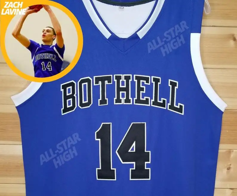 

#14 Zach LaVine Throwback High School Basketball Jersey Bothell Stitched Custom Any Number Name Sports Fan Apparel