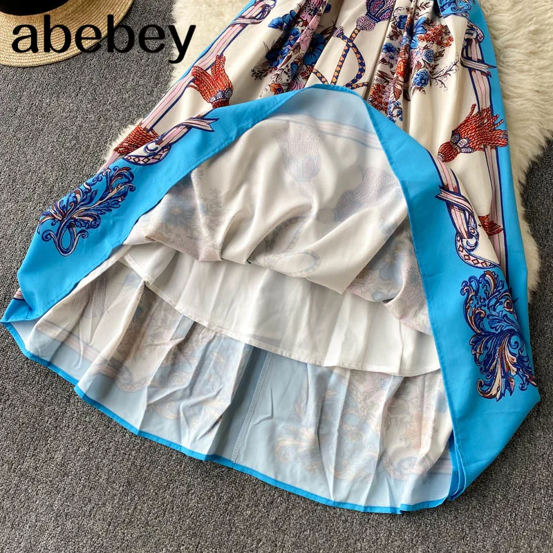 

Women Floral Dress Retro O Neck Sleeveless A Line Dress Summer Boho Print Beach Long Dress