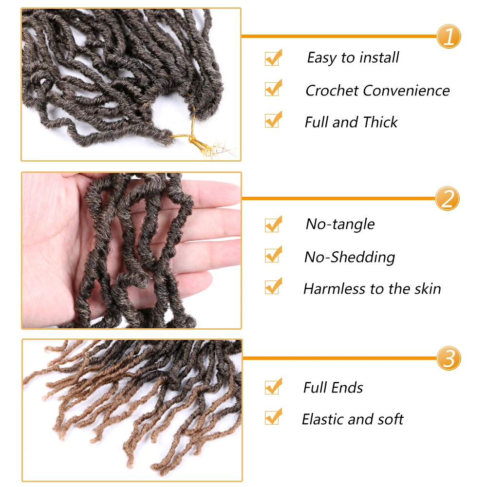 DAIRESS 18 &quotNu Locs крючком косы дреды расширение 21 корни искусственные локоны в стиле