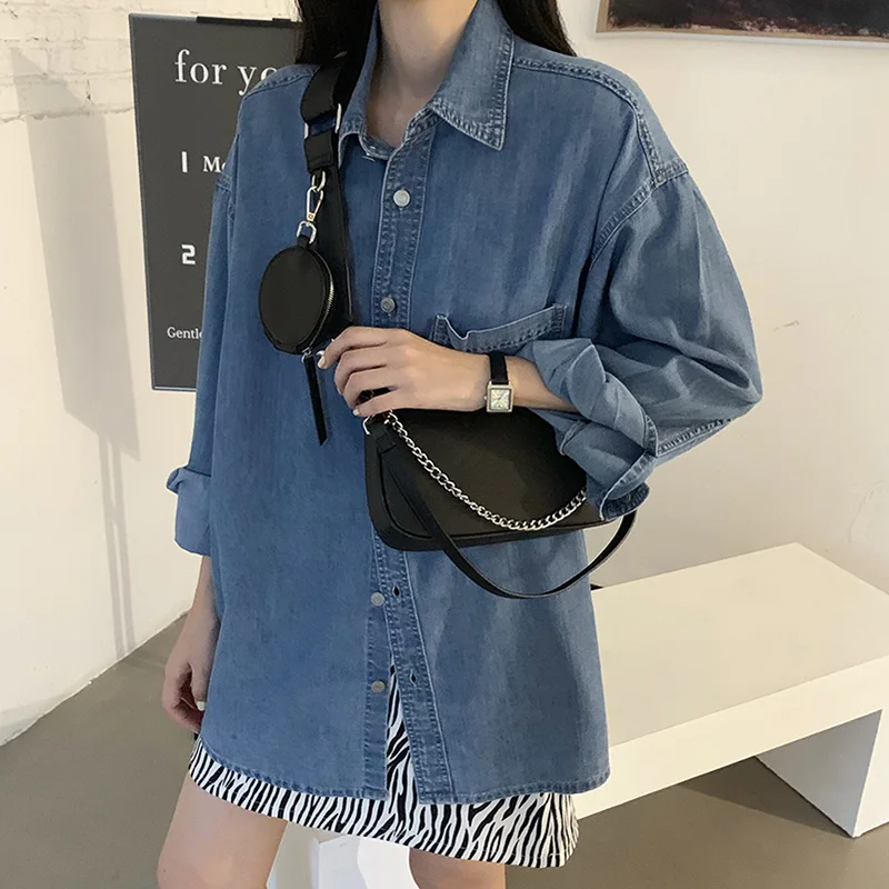 

2021 New 2 Piece Set Messenger Bag Coin Purse and Female Handbag Purse Female Retro Messenger Bag Pu Leather Shoulder Bag
