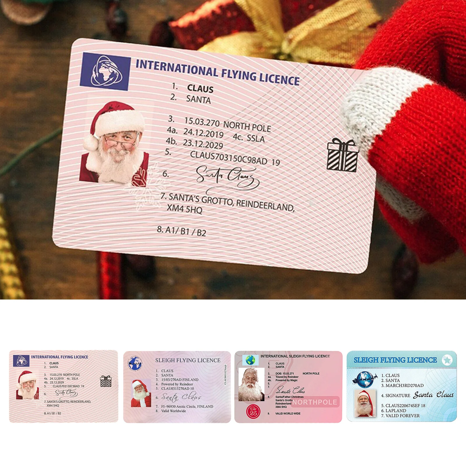 

Santa Claus Flight License Sleigh Riding Licence Tree Ornament Christmas Old Man Driver License Entertainment Props Expert