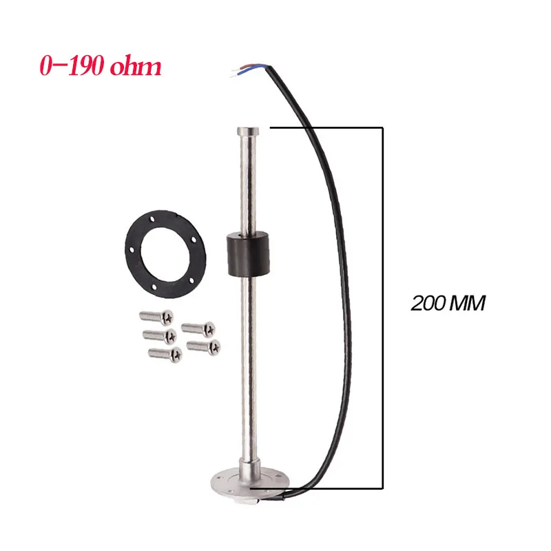 0-190ohm 200mm Датчик уровня воды 0-190 из нержавеющей стали, датчик подачи топлива, газа, Тип рукоятки 200 мм - Цвет: 0-190ohm 200mm