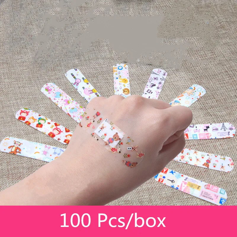 100 шт. гемостатический клеевой бинт дышащий милый мультяшный ленточный