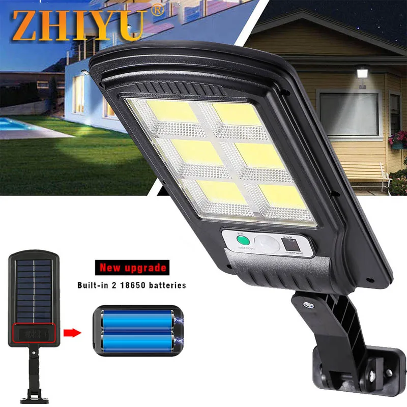

Outdoor Solar Wall Lamp Led Street Lights Built-in 2*18650 Batteries Garden Lights IPX6 Waterproof PIR Motion Sensor Remote Lamp