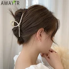 Заколка для волос женская, металлическая, с жемчугом и кристаллами