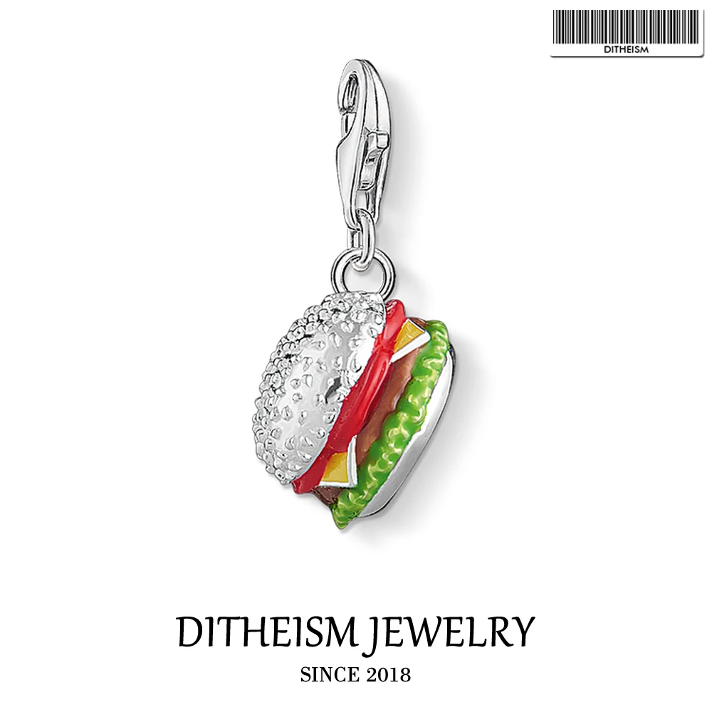 Подвеска талисман в виде чизбургера модное ювелирное изделие из стерлингового