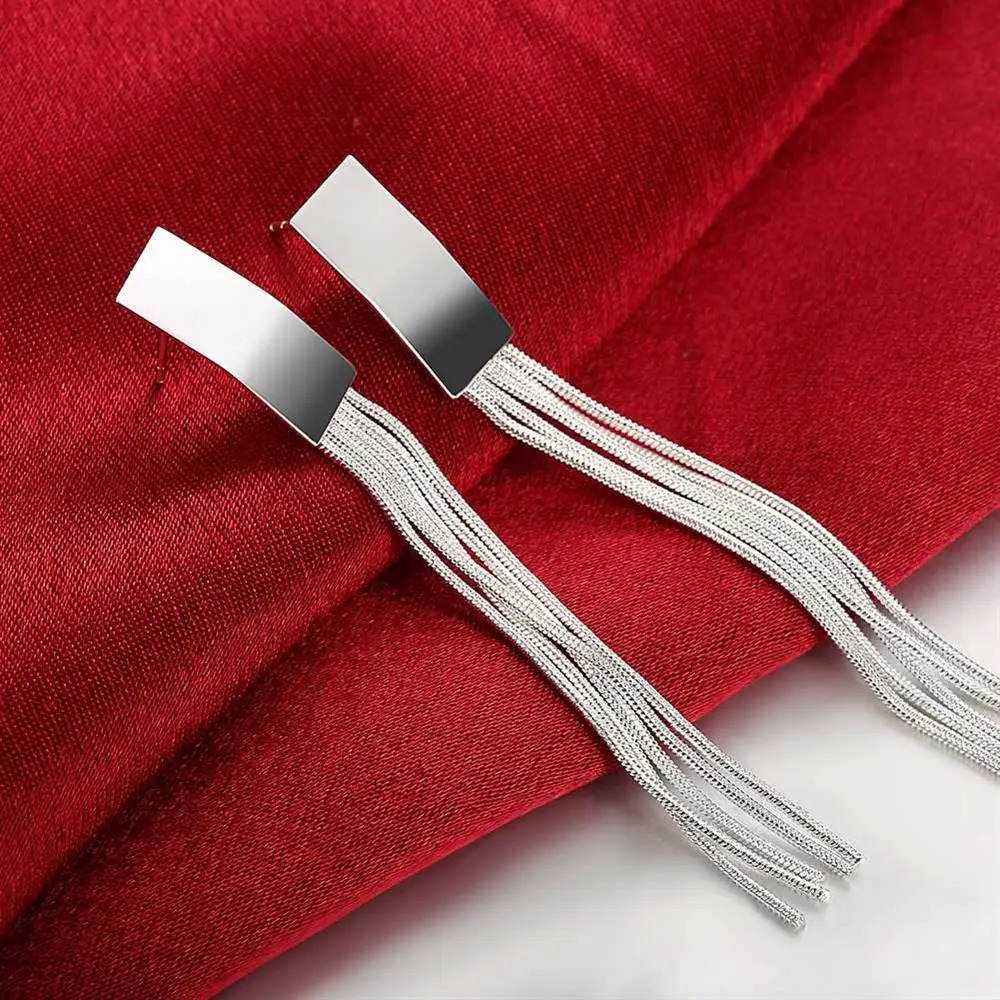 

Special offer 925 Sterling Silver Earrings temperament Women Creativity tassel Ear studs Christmas Gift Street all-match Jewelry