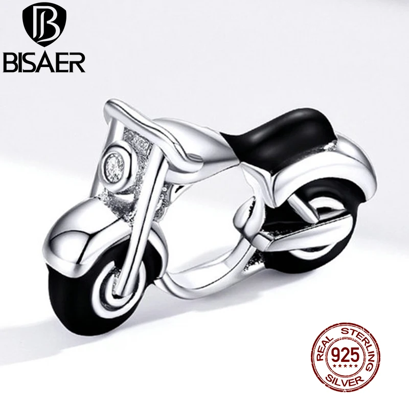 BISAER серебро 925 пробы черная эмаль мото автомобильные велосипедные подвески