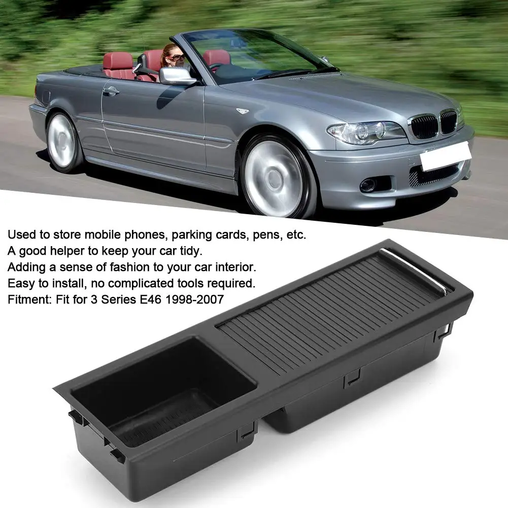 

Black Front Center Console Beverage Drink Insert Fits For BMW E46 3 Series 1998-2007 51168217953 51168217957 51167038323