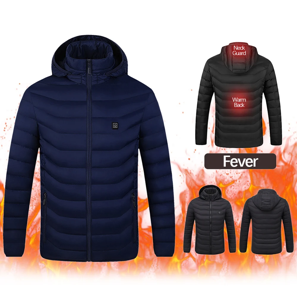

2 Areas Heated Jackets Men Women USB Single Control Smart Heating Cotton Clothing Heated Vest Constant Temperature Hooded Jacket