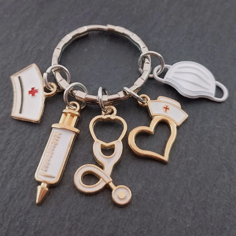 New Design Jewelry Doctor Medical Tools Stethoscope Syringe Key Ring Nurse Student Gift Keychain Souvenir Charm Bag Car | Украшения и