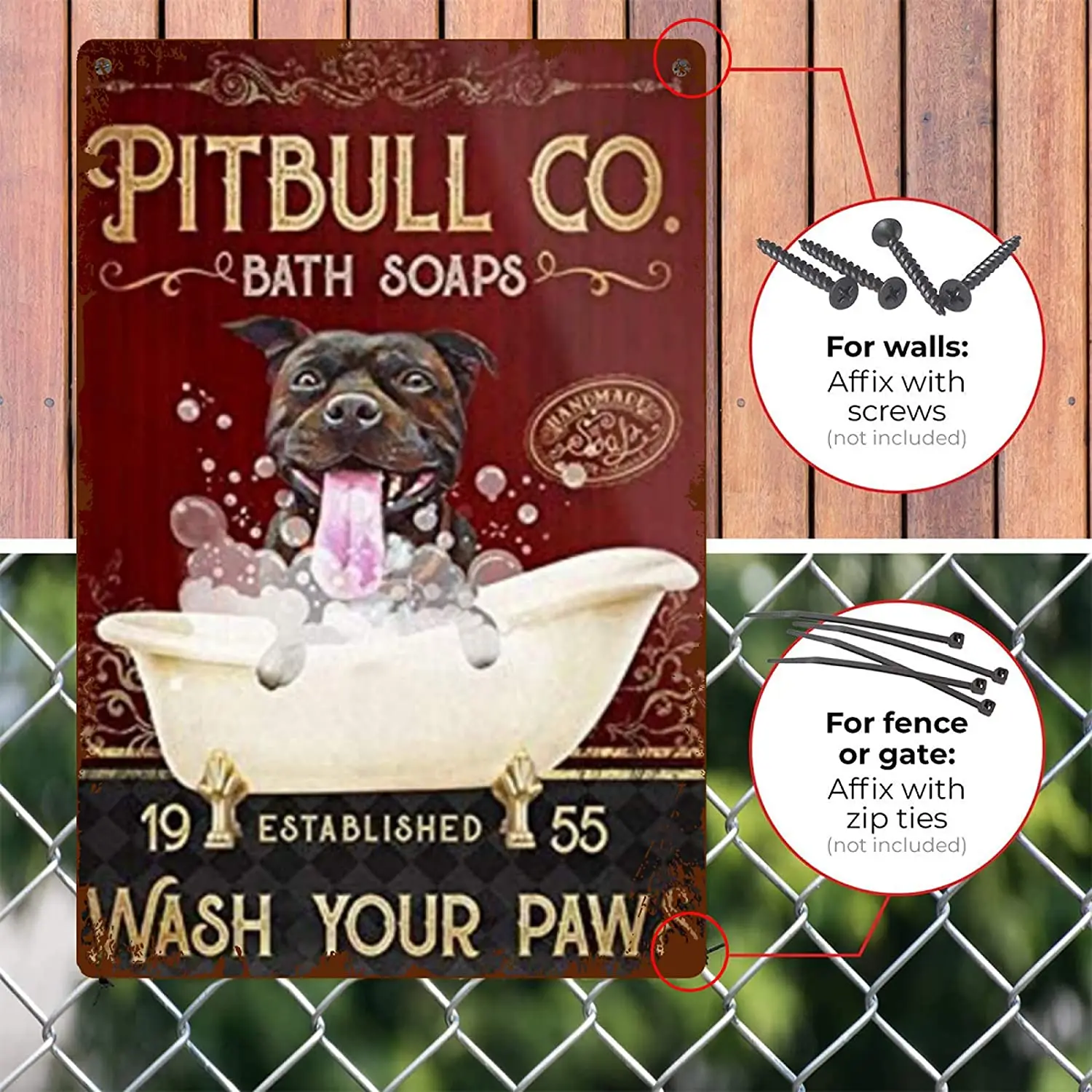 Pitbull Собака банное мыло компания металлический жестяной знак Ретро стиль Арт Деко роспись Забавный подарок Кафе Декор 20x30 см постер металлическая живопись 2022