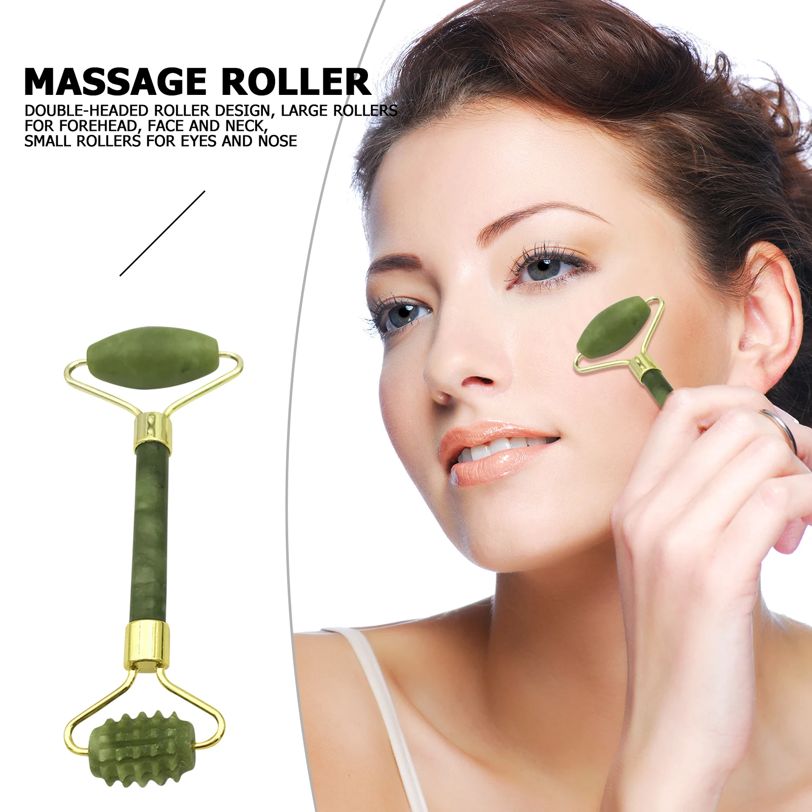 

Facial Massage Roller Guasha Board Double Heads Natural Jade Stone Face Lift Body Skin Relaxation Slimming Beauty Neck Thin Lift