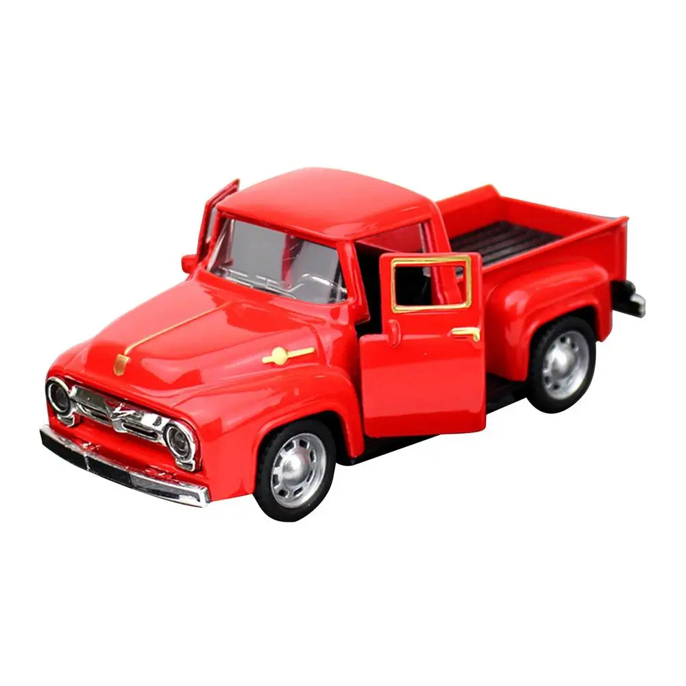 

Christmas Trucks Toy Ornaments Retro Vintage Metal Pickup Truck Transporting Christmas Tree Red Car Kids Gifts For Birthday Chri