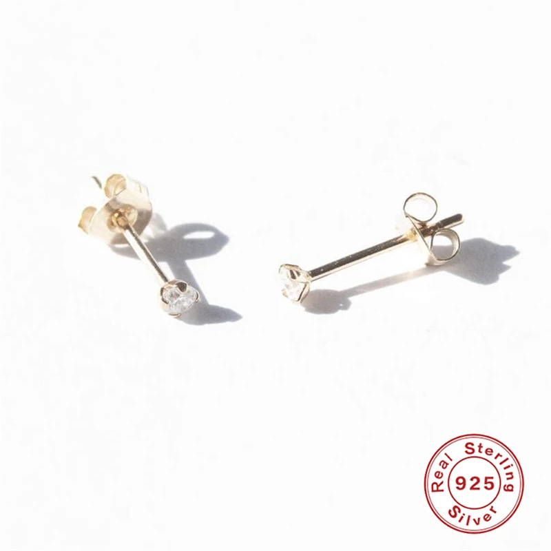 

925 Sterling Silver Earrings For Women Small Hoop Earrings Girl Gold Cartilage Ear Bone Piercing Earring Female zircon aretes R5