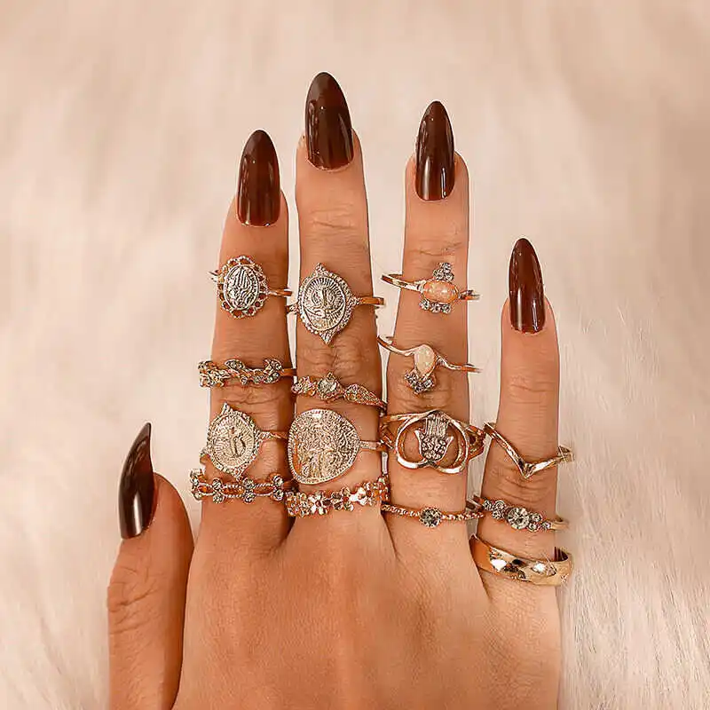 

Finger Ring Midi Knuckle 15 Pcs/set Jewelry Vintage Gold Color NEW Set Punk Rings Boho