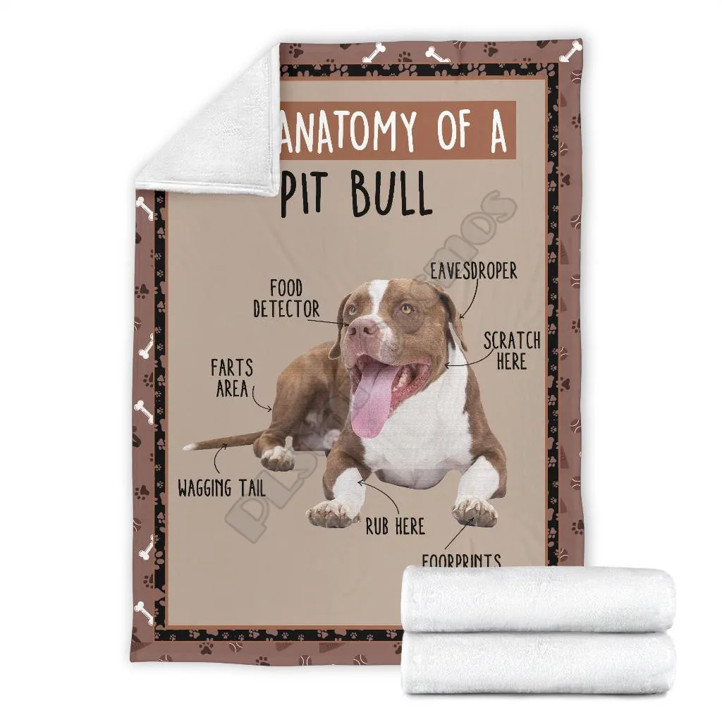

The anatomy of pit bull fleece blanket funny 3d printed Sherpa Blanket on Bed Home Textiles HOME ACCESSORIES