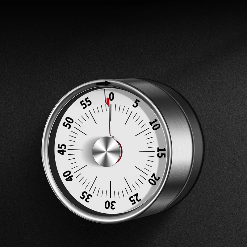 

1 hour Kitchen Timer Mechanical Cooking Alarm Counter Clock Baking Reminder Stainless Steel Manual Countdown Round Magnetic Red
