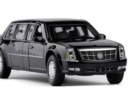 Черный 1/32 Cadillac DTS Presidential литая под давлением машина из сплава, армейская модель, один металлический автомобиль Cadillac, автомобиль со звуком, светильник, игрушки, новая коробка - Цвет: Черный