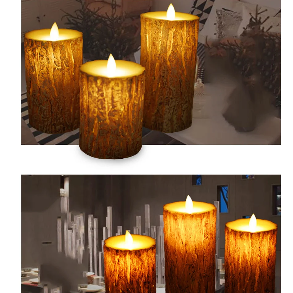 

Wireless remote control timer function Pillar Candles 3 pcs/set,flameless remote paraffin candle light home weddings party decor