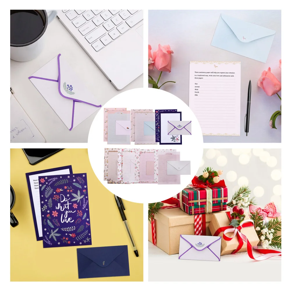 

8 Sets Cartoon Writing Stationery Paper A5 Floral Writing Paper with Envelopes