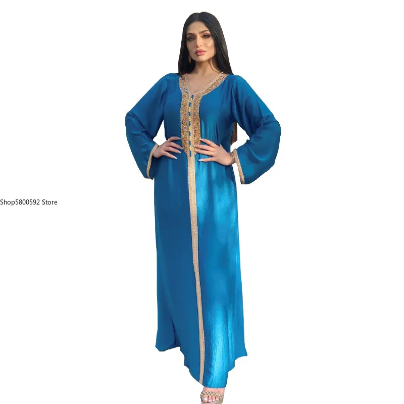 Eid Mubarak Kaftan Abaya Dubai Turkey Islam Muslim Dress Abayas Dresses For Women Caftan Marocain Robe Longue Femme Musulmane