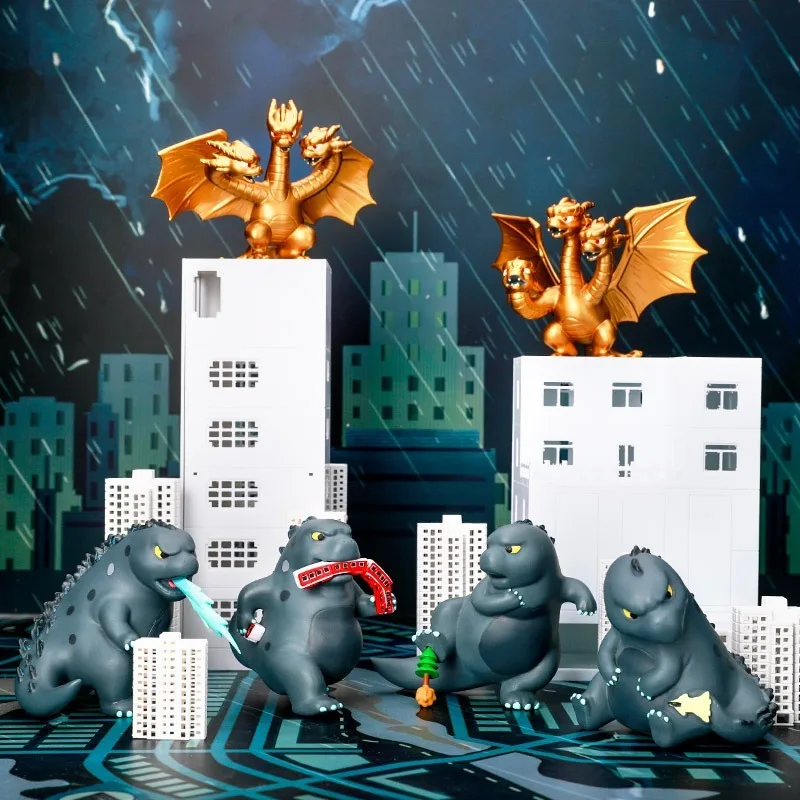 12 шт./компл. Q версия Gojira Godzilla Милая ПВХ фигурка Коллекционная модель игрушки |