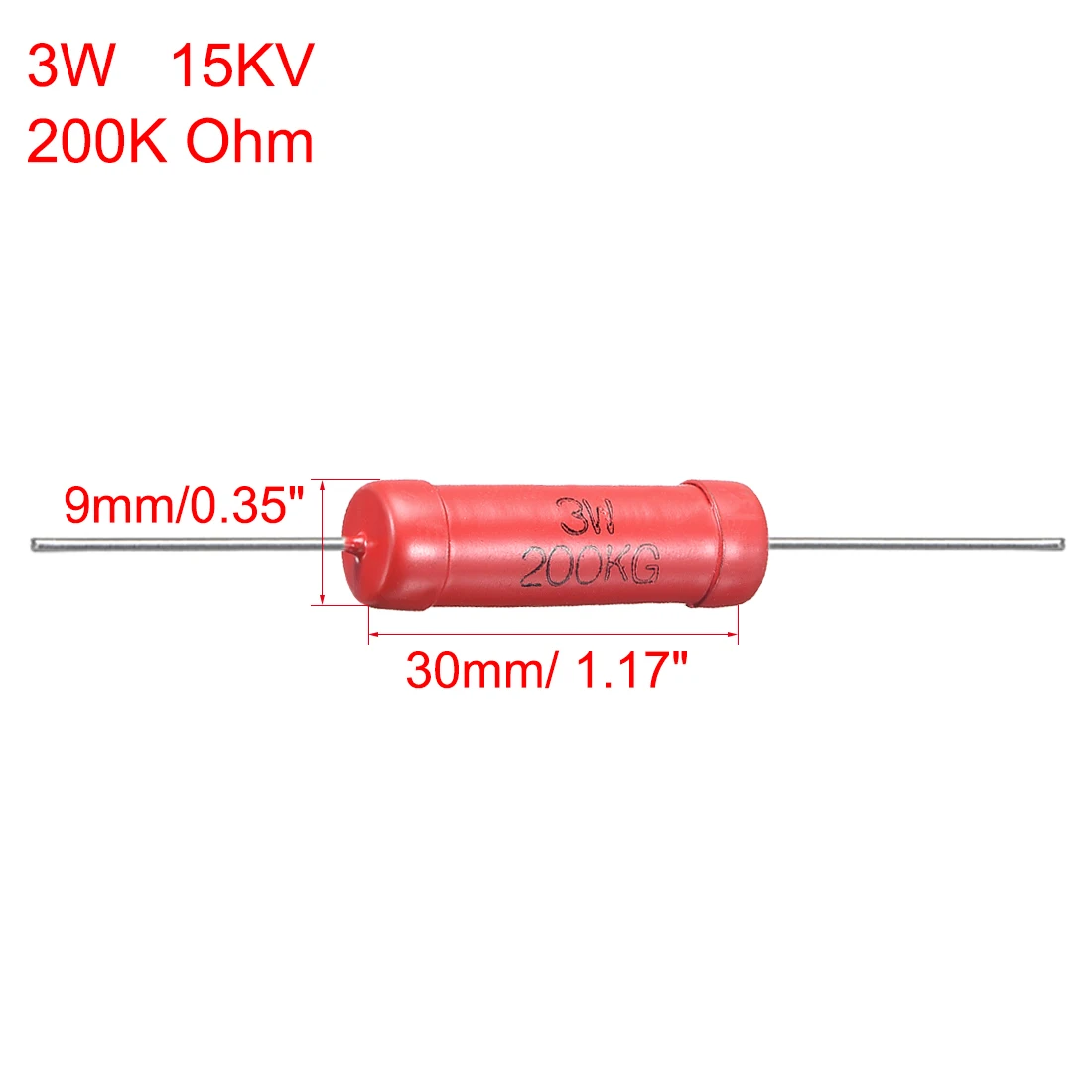 

uxcell 2 Pcs 3W 5W 200Kohm -500Mohm Red Power Rating High Voltage Glass Glaze Leaded Film Resistor 3W 200Kohm