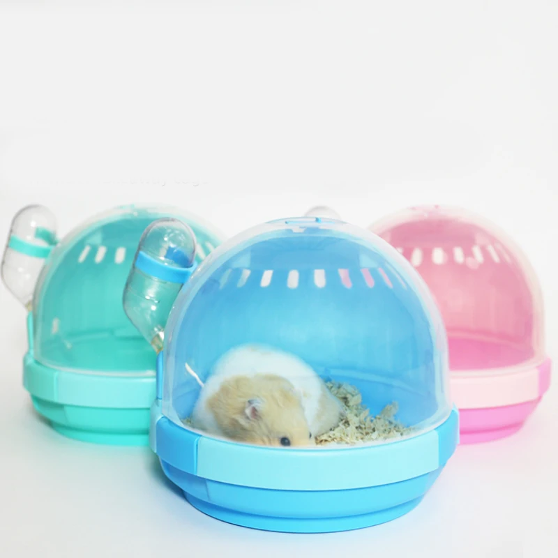 

Breathable Plastic UFO Shape Hamster Carrier Box Portable Small Animals Cage Outdoor Carrier Box for Mouse Rat Villa Golden