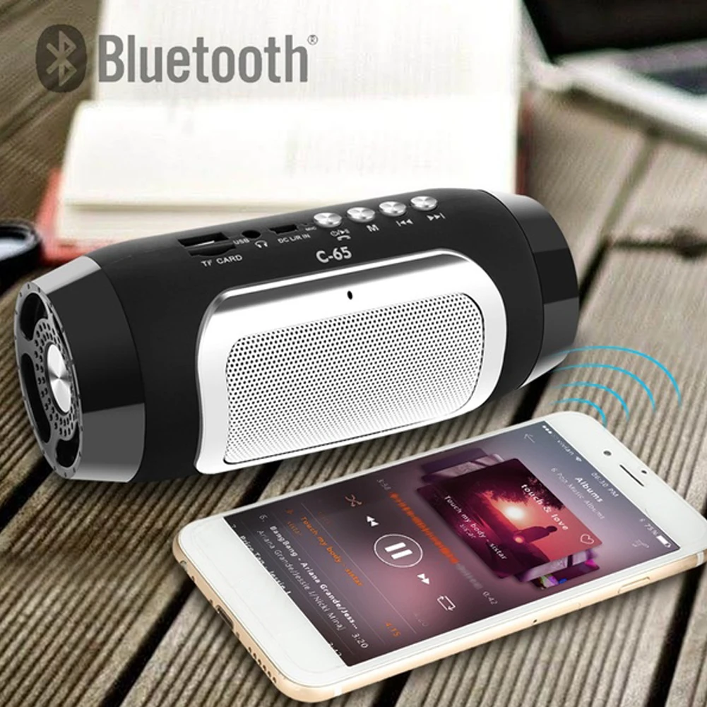 

Erilles Column Portable Bluetooth Mini Outdoors Speaker with FM Radio Waterproof Subwoofer Wireless Loundpeaker And Phone Holder