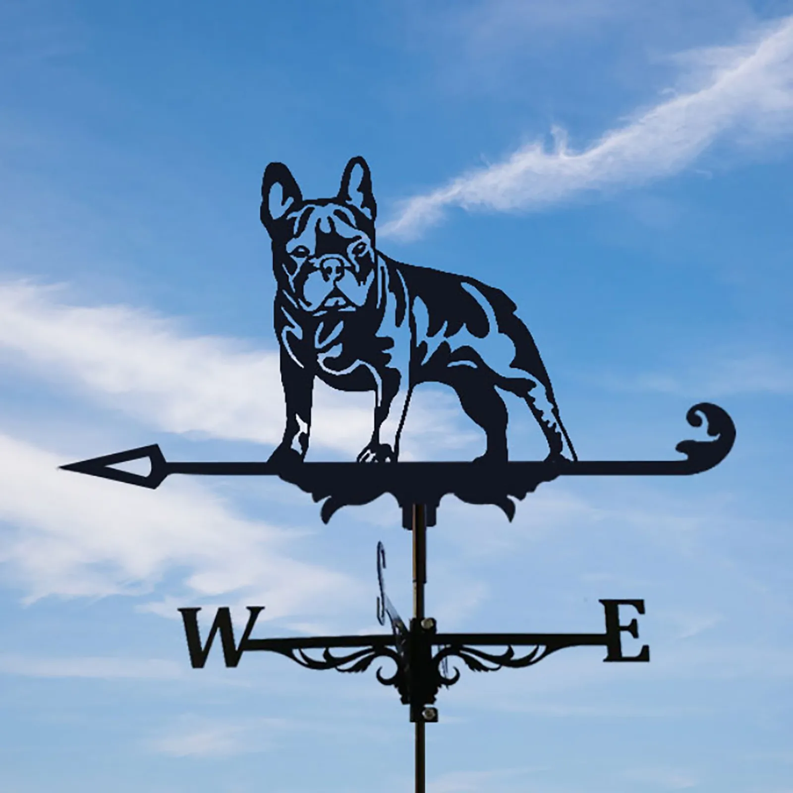 

1pc Garden Decorative Pile Weather Vane Garden Lawn Metal Wrought Iron Decoration Outdoor Bulldog Metal Decoration Stakes